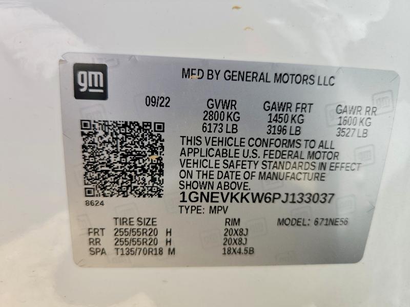 Продаж на аукціоні авто 2023 Chevrolet Traverse, vin: 1GNEVKKW6PJ133037, номер лоту: 58596236