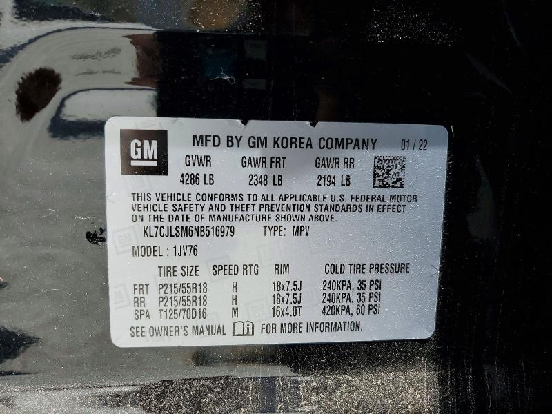 Продаж на аукціоні авто 2022 Chevrolet Trax, vin: KL7CJLSM6NB516979, номер лоту: 53596776