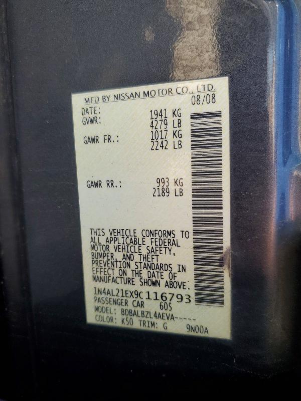 Aukcja sprzedaży 2009 Nissan Altima, vin: 1N4AL21EX9C116793, numer aukcji: 55385636