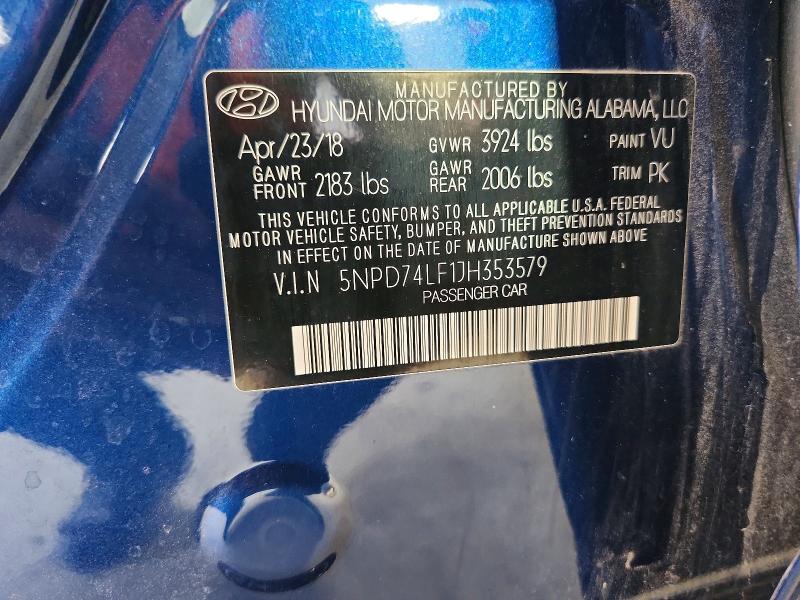 Aukcja sprzedaży 2018 Hyundai Elantra, vin: 5NPD74LF1JH353579, numer aukcji: 57130366