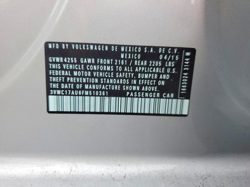 56531586 :رقم المزاد ، 3VWC17AU6FM510361 vin ، 2015 Volkswagen Golf Sportwagen مزاد بيع
