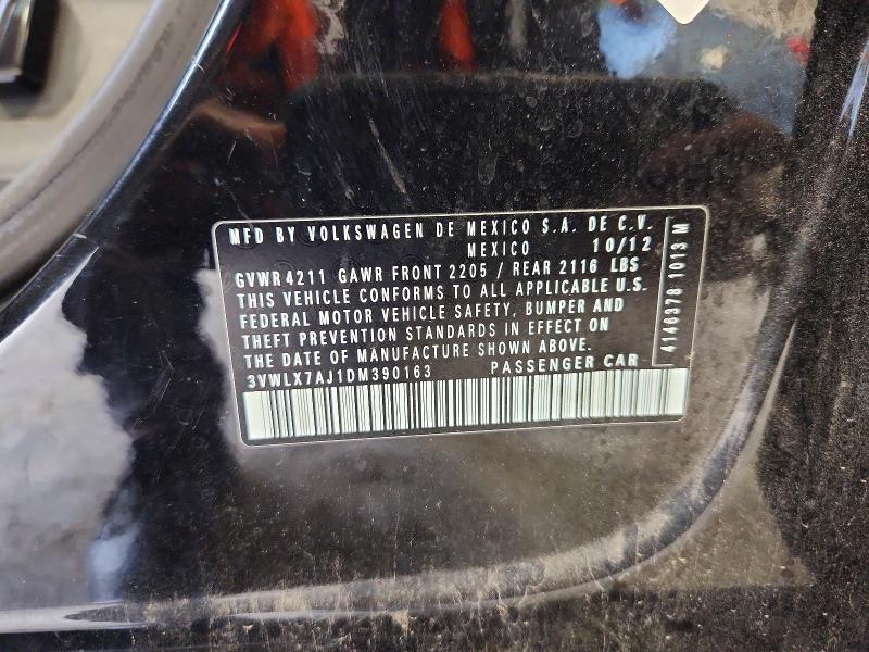 2013 Volkswagen Jetta მანქანა იყიდება აუქციონზე, vin: 3VWLX7AJ1DM390163, აუქციონის ნომერი: 58306216