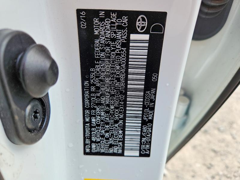 Продажа на аукционе авто 2016 Toyota Mirai, vin: JTDBVRBD4GA000554, номер лота: 59288746