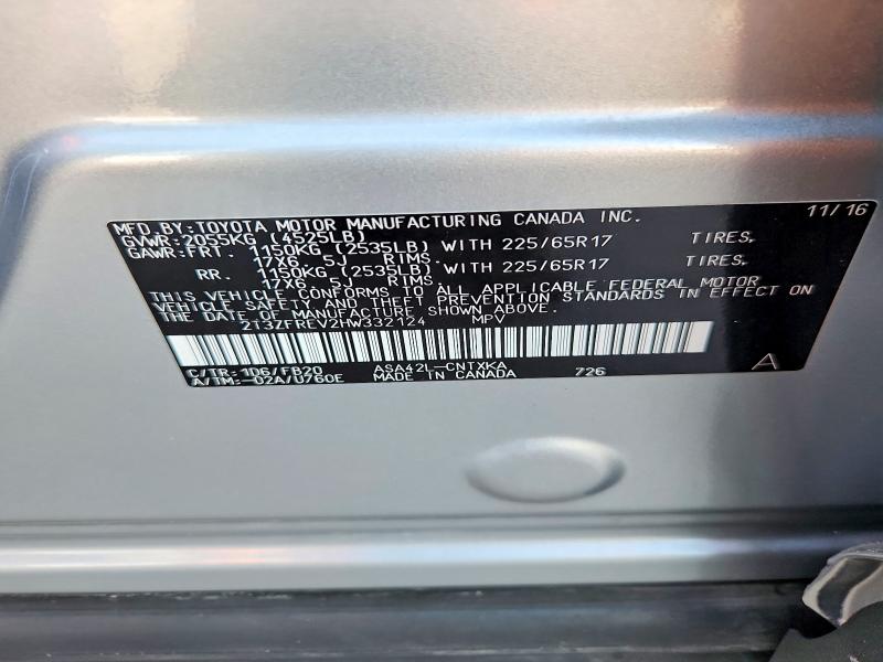 2017 Toyota Rav4 მანქანა იყიდება აუქციონზე, vin: 2T3ZFREV2HW332124, აუქციონის ნომერი: 59020926