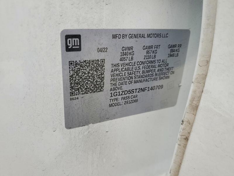 Aukcja sprzedaży 2022 Chevrolet Malibu, vin: 1G1ZD5ST2NF140709, numer aukcji: 58447286