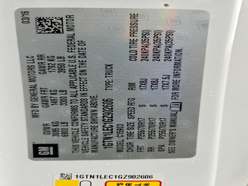 Aukcja sprzedaży 2016 Gmc Sierra, vin: 1GTN1LEC1GZ902606, numer aukcji: 56360296