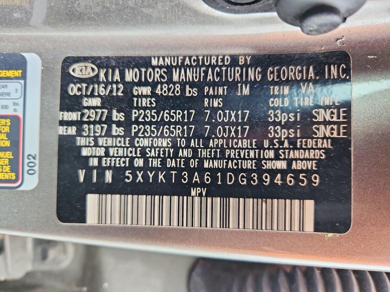 Продажа на аукционе авто 2013 Kia Sorento, vin: 5XYKT3A61DG394659, номер лота: 56579836