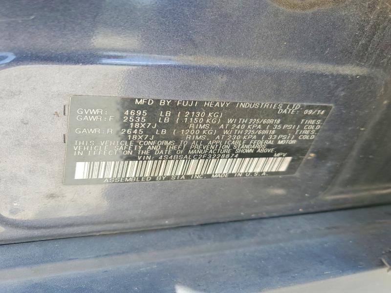 2015 Subaru Outback მანქანა იყიდება აუქციონზე, vin: 4S4BSALC2F3228874, აუქციონის ნომერი: 57620966