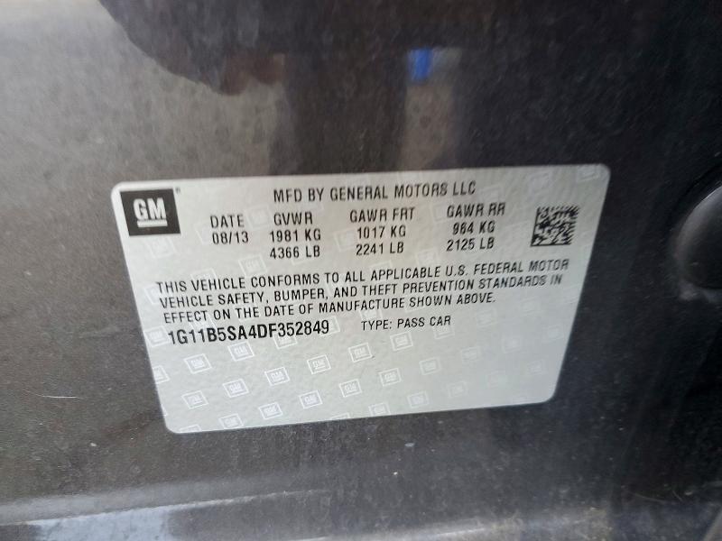 2013 Chevrolet Malibu მანქანა იყიდება აუქციონზე, vin: 1G11B5SA4DF352849, აუქციონის ნომერი: 56781316