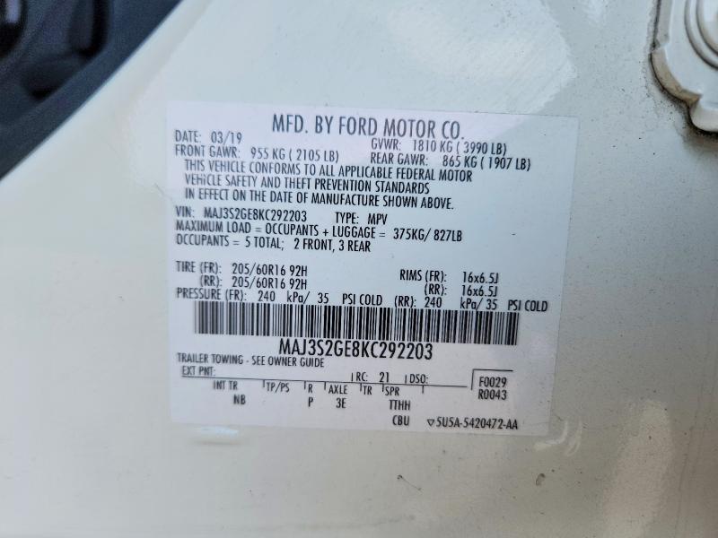 Продаж на аукціоні авто 2019 Ford Ecosport, vin: MAJ3S2GE8KC292203, номер лоту: 56439646