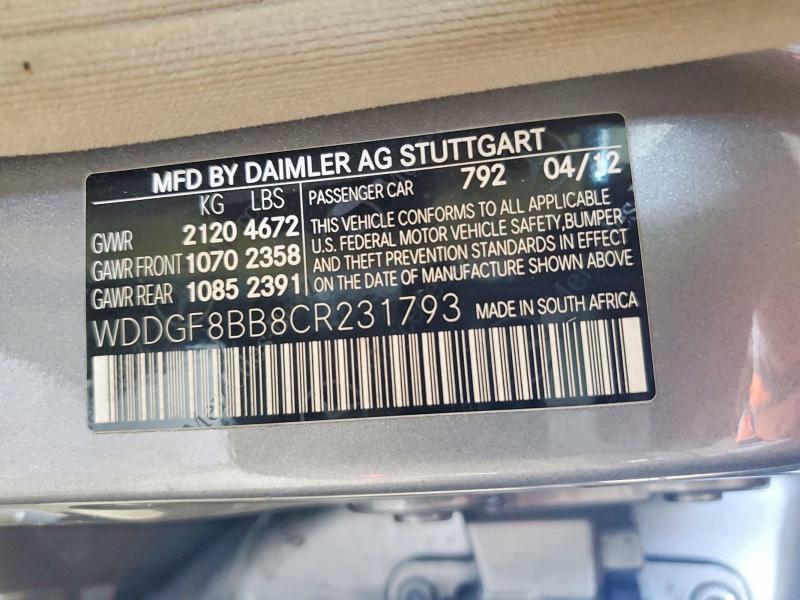 Продаж на аукціоні авто 2012 Mercedes-benz C, vin: WDDGF8BB8CR231793, номер лоту: 58991936