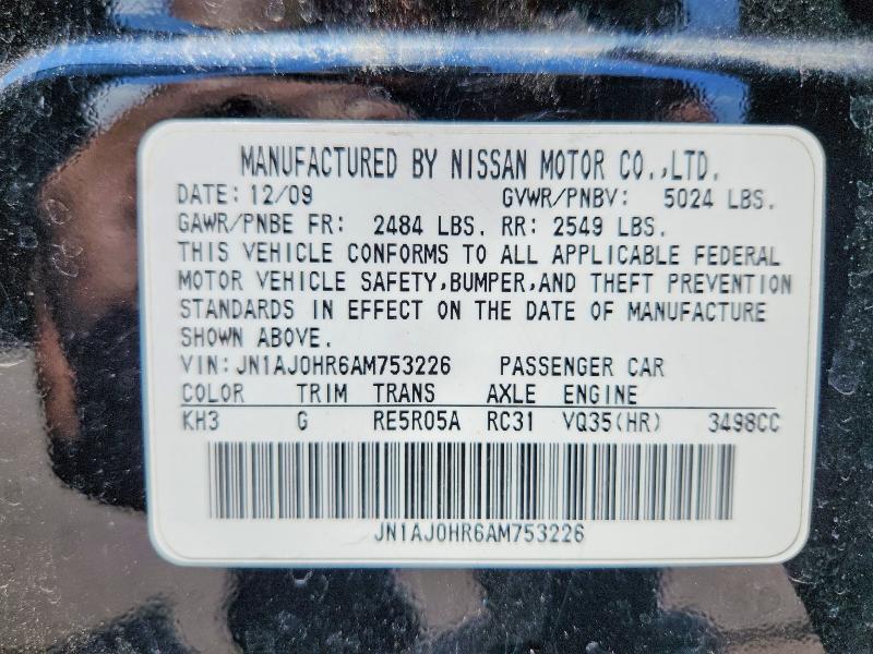 Auction sale of the 2010 Infiniti Ex35, vin: JN1AJ0HR6AM753226, lot number: 56454156