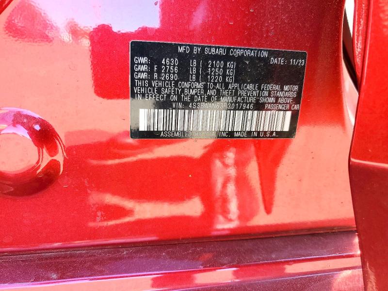 56128036 :رقم المزاد ، 4S3BWAN63R3017946 vin ، 2024 Subaru Legacy مزاد بيع