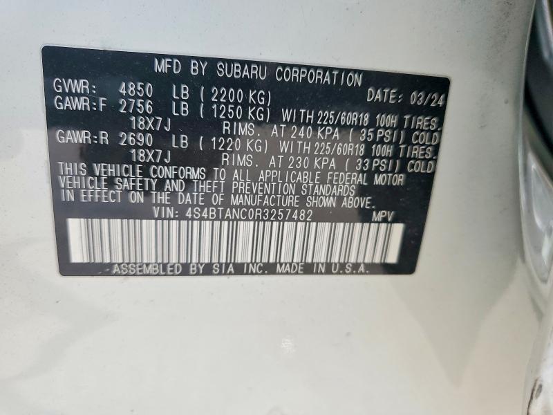 Продаж на аукціоні авто 2024 Subaru Outback, vin: 4S4BTANC0R3257482, номер лоту: 58034226