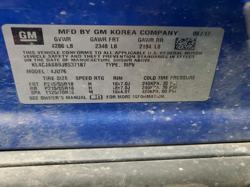 Aukcja sprzedaży 2018 Buick Encore, vin: KL4CJASB9JB537187, numer aukcji: 55595356