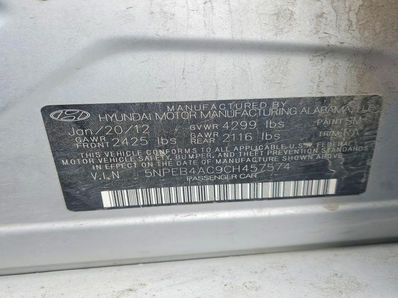 2012 Hyundai Sonata მანქანა იყიდება აუქციონზე, vin: 5NPEB4AC9CH457574, აუქციონის ნომერი: 55531916