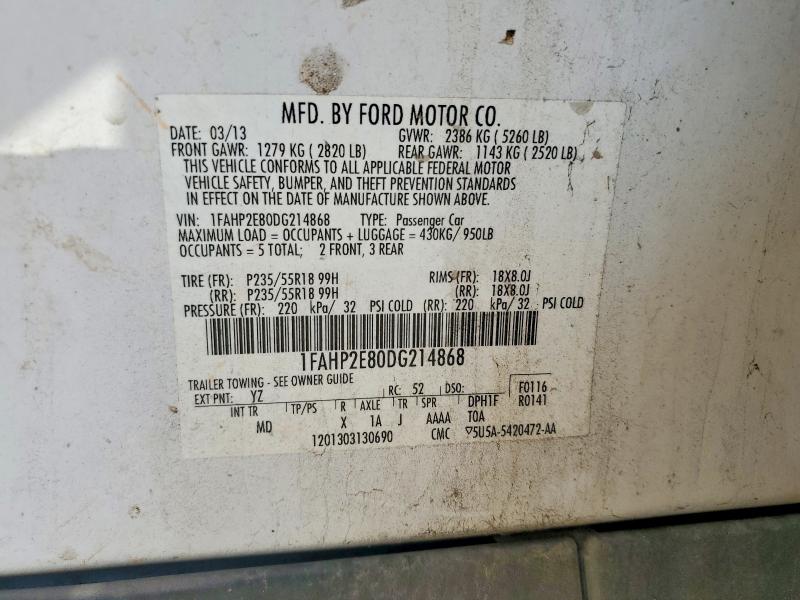 Aukcja sprzedaży 2013 Ford Taurus, vin: 1FAHP2E80DG214868, numer aukcji: 59175896