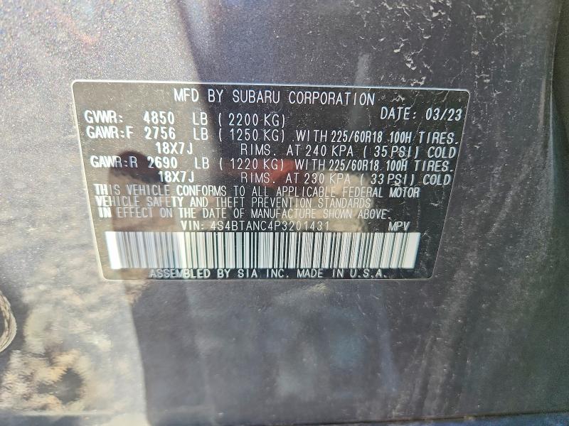 Продажа на аукционе авто 2023 Subaru Outback, vin: 4S4BTANC4P3201431, номер лота: 57063066