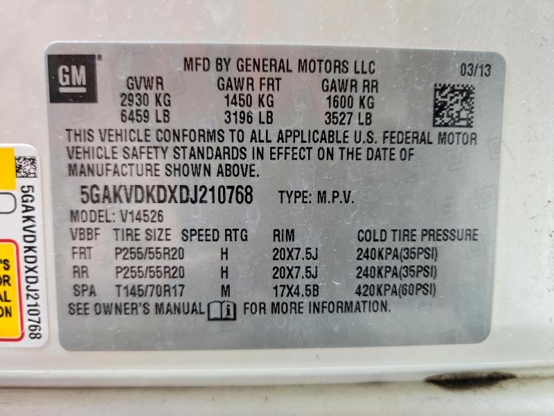 Продаж на аукціоні авто 2013 Buick Enclave, vin: 5GAKVDKDXDJ210768, номер лоту: 56116476