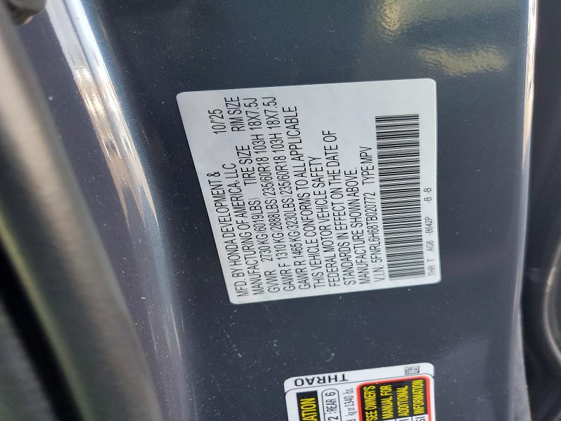 Auction sale of the 2026 Honda Odyssey, vin: 5FNRL6H68TB020772, lot number: 56505896