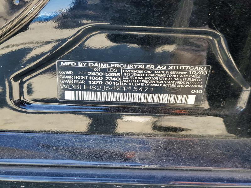 Aukcja sprzedaży 2004 Mercedes-benz E, vin: WDBUH82J64X115471, numer aukcji: 58238726