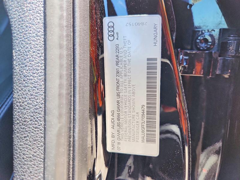 Продажа на аукционе авто 2018 Audi A3, vin: WAUJ8GFF3J1094479, номер лота: 58936186