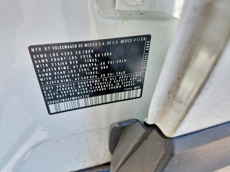 Aukcja sprzedaży 2026 Volkswagen Taos, vin: 3VVSC7B26TM042778, numer aukcji: 58105266