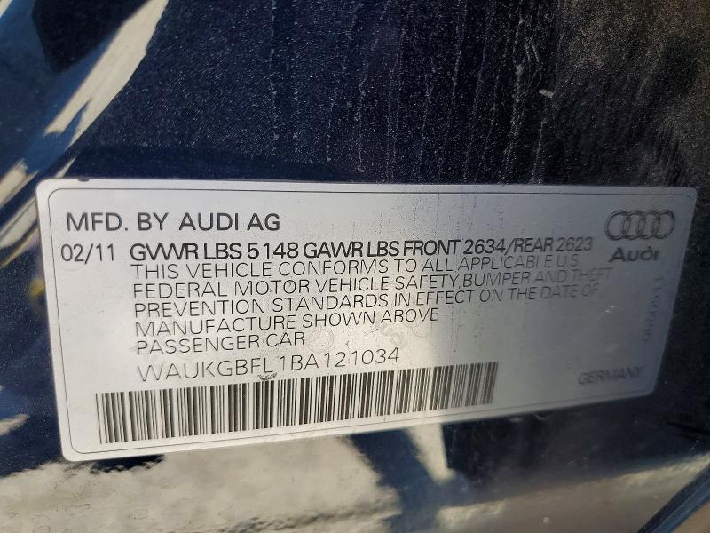 Продаж на аукціоні авто 2011 Audi S4, vin: WAUKGBFL1BA121034, номер лоту: 56087306