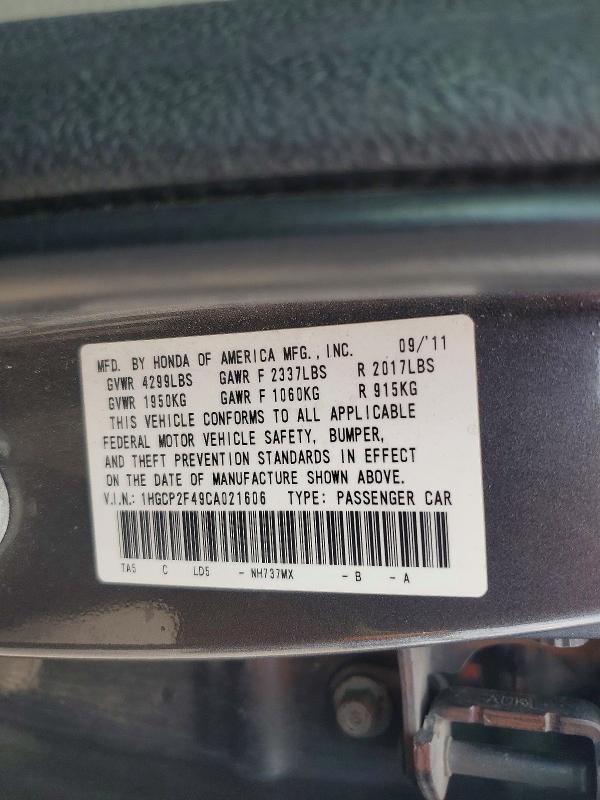 Продаж на аукціоні авто 2012 Honda Accord, vin: 1HGCP2F49CA021606, номер лоту: 58152966