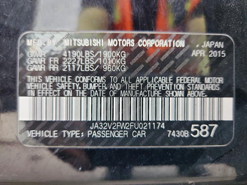 Aukcja sprzedaży 2015 Mitsubishi Lancer, vin: JA32V2FW2FU021174, numer aukcji: 55718766