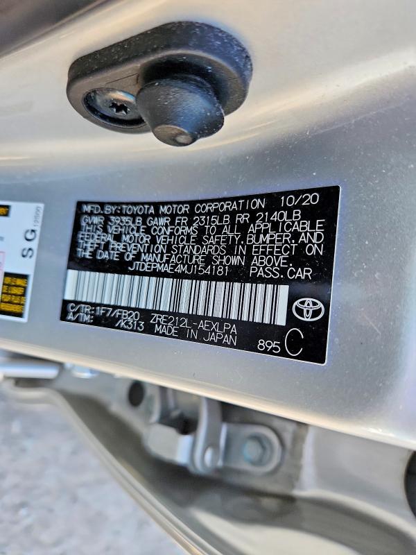 Aukcja sprzedaży 2021 Toyota Corolla, vin: JTDEPMAE4MJ154181, numer aukcji: 55020496