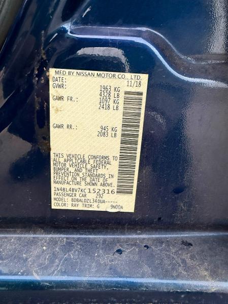 Продаж на аукціоні авто 2019 Nissan Altima, vin: 1N4BL4BV7KC152316, номер лоту: 56714696