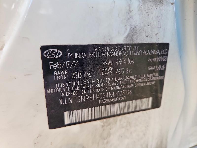 56506496 :رقم المزاد ، 5NPEH4J24MH123136 vin ، 2021 Hyundai Sonata مزاد بيع