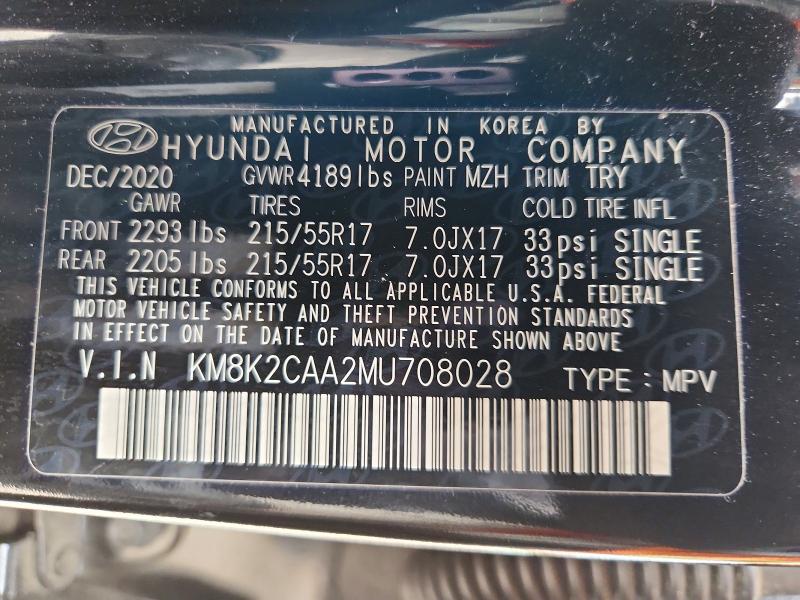 Продажа на аукционе авто 2021 Hyundai Kona, vin: KM8K2CAA2MU708028, номер лота: 57051946