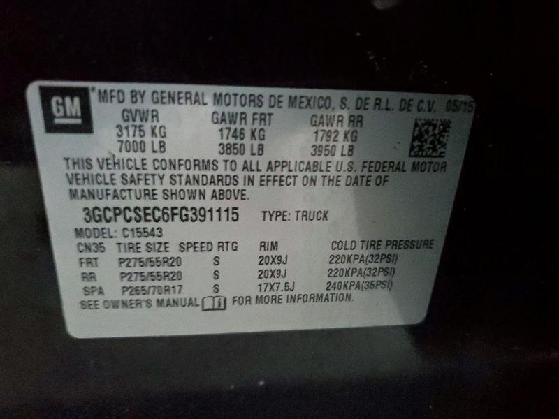 58005276 :رقم المزاد ، 3GCPCSEC6FG391115 vin ، 2015 Chevrolet Silverado مزاد بيع