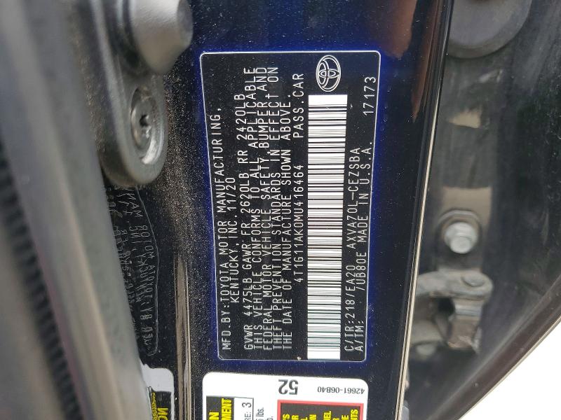 Aukcja sprzedaży 2021 Toyota Camry, vin: 4T1G11AK0MU416464, numer aukcji: 55674446