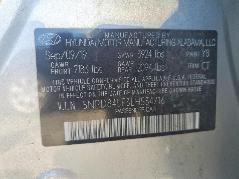 Aukcja sprzedaży 2020 Hyundai Elantra, vin: 5NPD84LF3LH534716, numer aukcji: 59015746