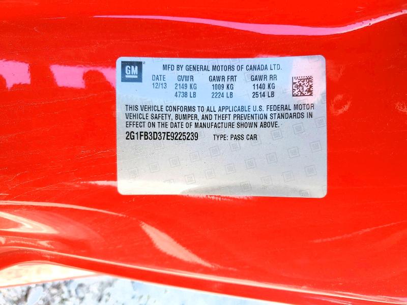 2014 Chevrolet Camaro მანქანა იყიდება აუქციონზე, vin: 2G1FB3D37E9225239, აუქციონის ნომერი: 58601456