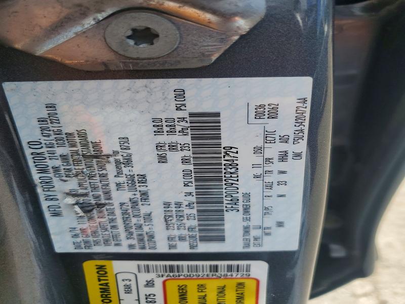 Продаж на аукціоні авто 2014 Ford Fusion, vin: 3FA6P0D92ER384729, номер лоту: 58653846