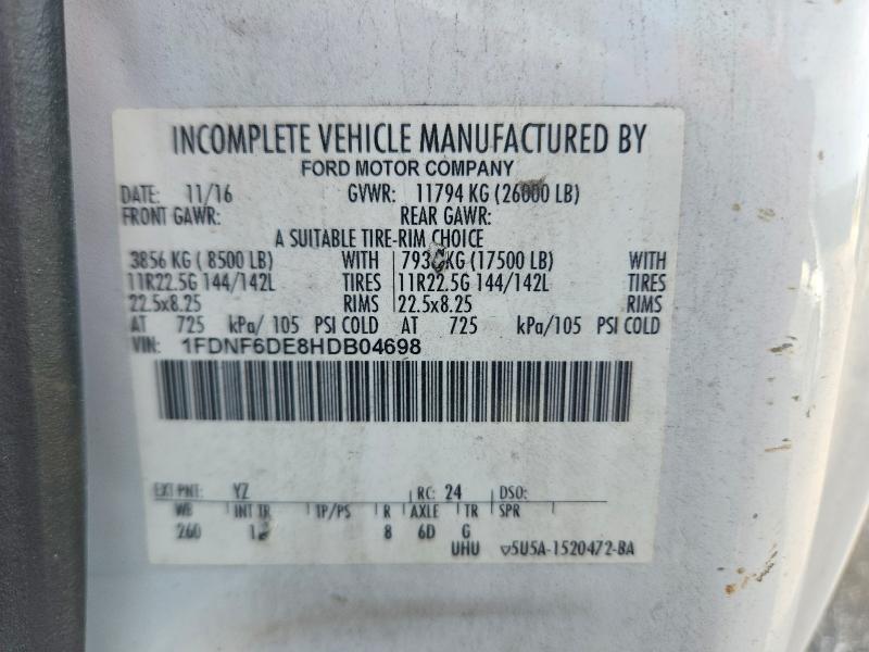 2017 Ford F650 მანქანა იყიდება აუქციონზე, vin: 1FDNF6DE8HDB04698, აუქციონის ნომერი: 57149096