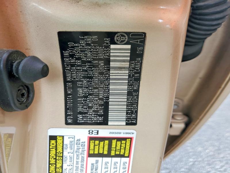 54406936 :رقم المزاد ، 2T1BU4EE4BC543711 vin ، 2011 Toyota Corolla مزاد بيع