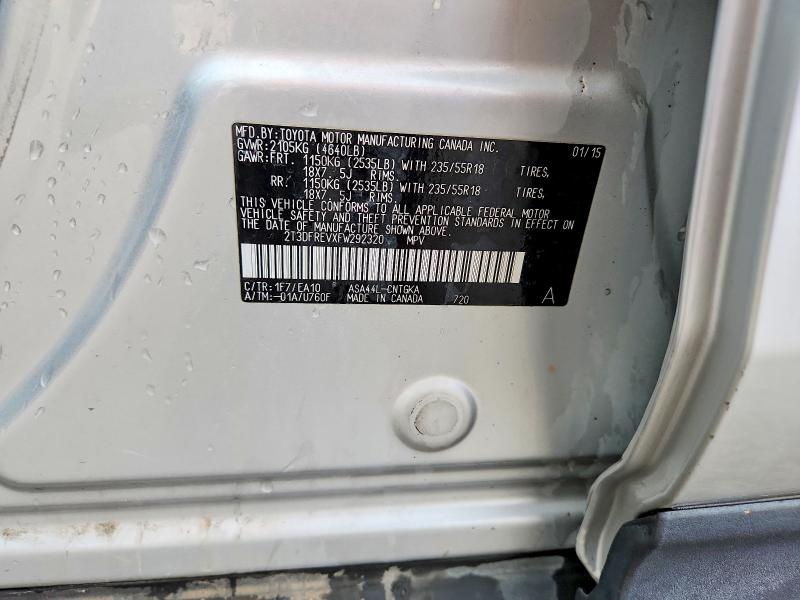 Aukcja sprzedaży 2015 Toyota Rav4, vin: 2T3DFREVXFW292320, numer aukcji: 55996706