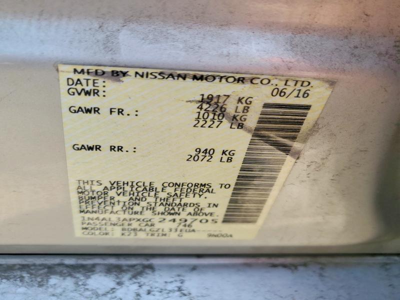 56330016 :رقم المزاد ، 1N4AL3APXGC249705 vin ، 2016 Nissan Altima مزاد بيع