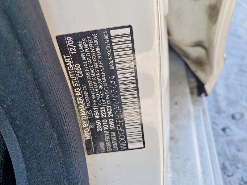 Aukcja sprzedaży 2010 Mercedes-benz C, vin: WDDGF5EB0AR107444, numer aukcji: 56167266