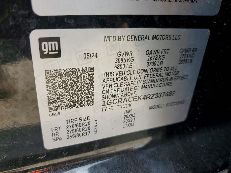 55892116 :رقم المزاد ، 1GCRACEK4RZ337487 vin ، 2024 Chevrolet Silverado مزاد بيع