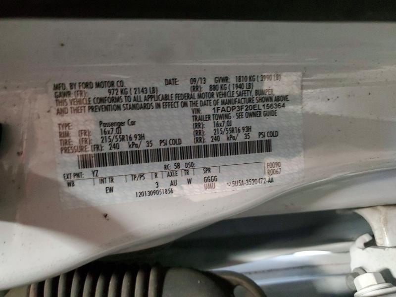 58740316 :رقم المزاد ، 1FADP3F20EL156364 vin ، 2014 Ford Focus مزاد بيع