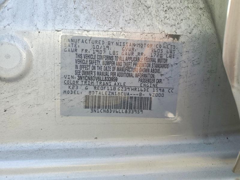 Aukcja sprzedaży 2020 Nissan Versa, vin: 3N1CN8DV6LL833959, numer aukcji: 56118666