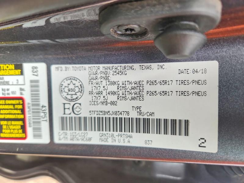 Aukcja sprzedaży 2018 Toyota Tacoma, vin: 5TFDZ5BN5JX034778, numer aukcji: 57005066