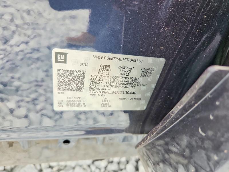 58050846 :رقم المزاد ، 1GKKNPLS4KZ130446 vin ، 2019 Gmc Acadia مزاد بيع