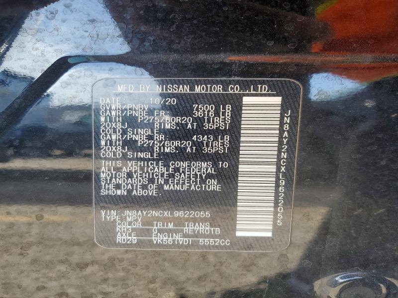 Продаж на аукціоні авто 2020 Nissan Armada, vin: JN8AY2NCXL9622055, номер лоту: 58327546